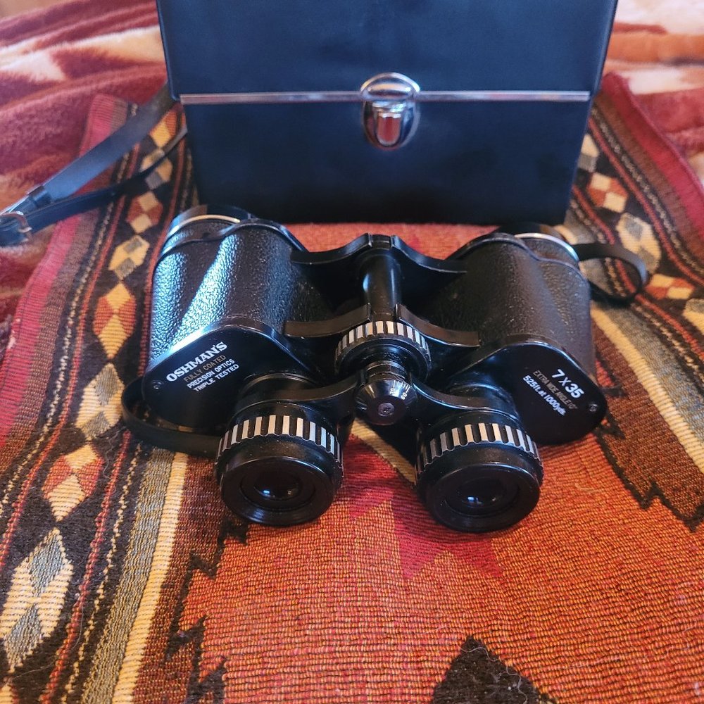 Vintage Oshmans 7x35 Japanese Extra Wide Angle binoculars with case